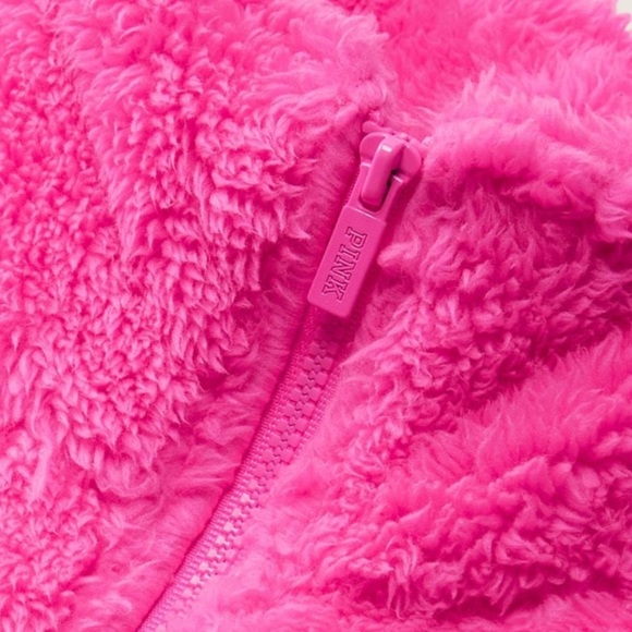 Victoria’s Secret PINK - RARE color Atomic Pink - Teddy Full-Zip Jacket - Picture 4 of 5